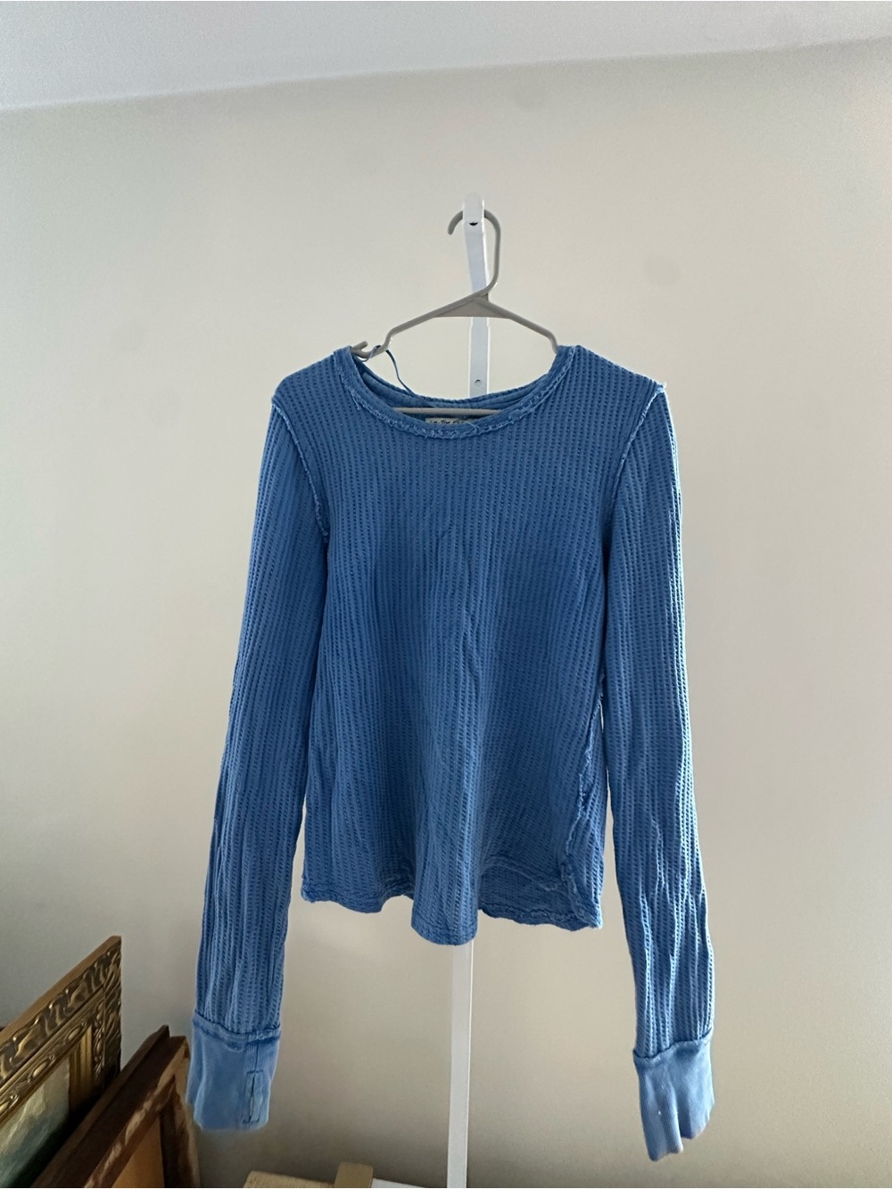 We The Free Light Blue Waffle Knit Long Sleeve Top